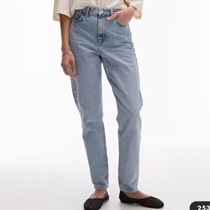 Topshop Women's Mom Jeans In Bleach Finish ~ Size 26 X 30